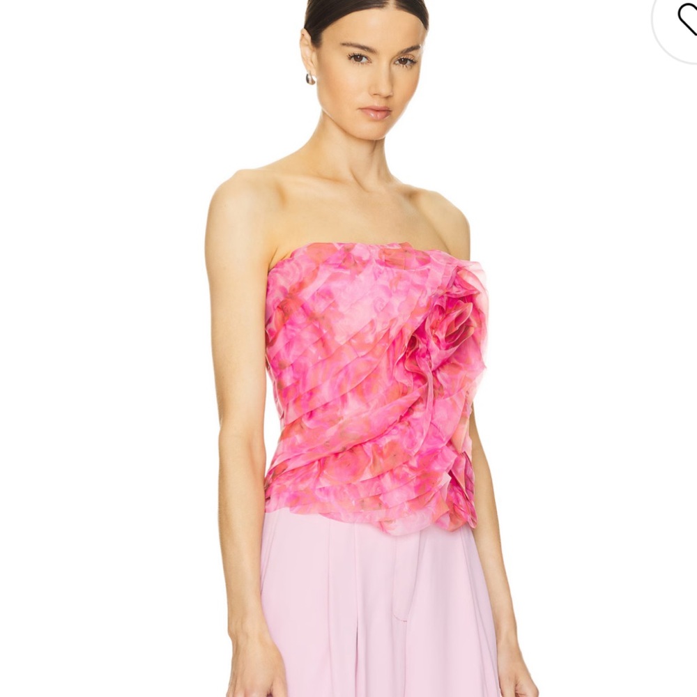Charmed Rosette Ruffle Bustier in Misty Rose